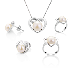 Conjunto de perlas Perla de Agua Dulce de calidad AA de 7 a 10mm en color Blanco