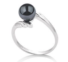 Anillo de perlas Perla Akoya Japonesa de calidad AAA de 6 a 7mm en color Negro