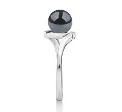 Anillo de perlas Perla Akoya Japonesa de calidad AAA de 6 a 7mm en color Negro