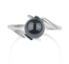 Anillo de perlas Perla Akoya Japonesa de calidad AAA de 6 a 7mm en color Negro