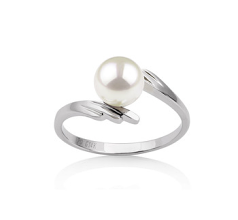 Anillo de perlas Perla Akoya Japonesa de calidad AAA de 6 a 7mm en color Blanco