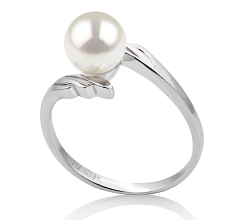 Anillo de perlas Perla Akoya Japonesa de calidad AAA de 6 a 7mm en color Blanco