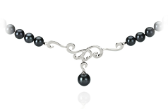 Collar de perlas Perla Akoya Japonesa de calidad AA de 6 a 9mm en color Negro