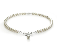 Collar de perlas Perla de Agua Dulce de calidad AA de 6 a 10mm en color Blanco