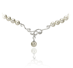 Collar de perlas Perla de Agua Dulce de calidad AA de 6 a 10mm en color Blanco