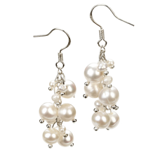 Par de pendientes de perlas Perla de Agua Dulce de calidad A de 3 a 7mm en color Blanco
