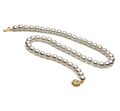 Collar de perlas Perla Akoya Japonesa de calidad AAA de 7 a 7.5mm en color Blanco