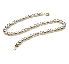 Collar de perlas Perla Akoya Japonesa de calidad AAA de 7 a 7.5mm en color Blanco