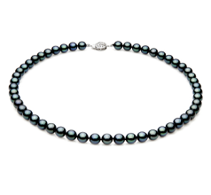 Collar de perlas Perla Akoya Japonesa de calidad AAA de 7 a 7.5mm en color Negro