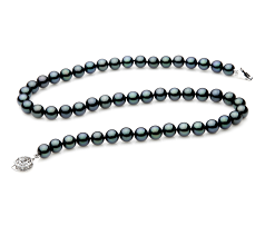 Collar de perlas Perla Akoya Japonesa de calidad AAA de 7 a 7.5mm en color Negro