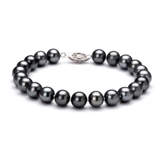 Pulsera de perlas Perla de Agua Dulce de calidad AA de 7.5 a 8.5mm en color Negro