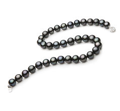 Collar de perlas Perla de Agua Dulce de calidad AAA de 9.5 a 10.5mm en color Negro
