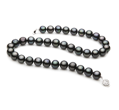 Collar de perlas Perla de Agua Dulce de calidad AAA de 9.5 a 10.5mm en color Negro