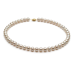 Collar de perlas Perla de Agua Dulce de calidad AA de 7.5 a 8.5mm en color Blanco
