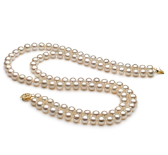 Collar de perlas Perla de Agua Dulce de calidad AA de 7.5 a 8.5mm en color Blanco