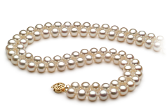 Collar de perlas Perla de Agua Dulce de calidad AA de 7.5 a 8.5mm en color Blanco