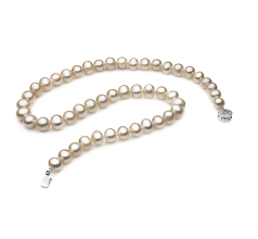 Collar de perlas Perla de Agua Dulce de calidad A de 7 a 8mm en color Blanco
