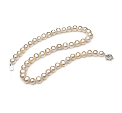 Collar de perlas Perla de Agua Dulce de calidad A de 7 a 8mm en color Blanco