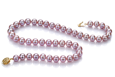 Collar de perlas Perla de Agua Dulce de calidad AAA de 8.5 a 9.5mm en color Lavanda