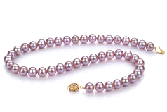 Collar de perlas Perla de Agua Dulce de calidad AAAA de 8.5 a 9.5mm en color Lavanda