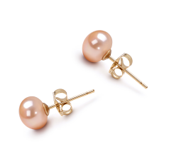 Par de pendientes de perlas Perla de Agua Dulce de calidad AAA de 5.5 a 6mm en color Rosa