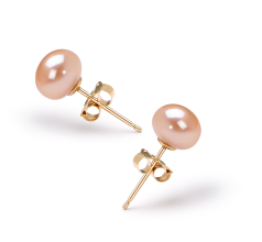 Par de pendientes de perlas Perla de Agua Dulce de calidad AAA de 5.5 a 6mm en color Rosa