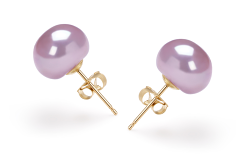 Par de pendientes de perlas Perla de Agua Dulce de calidad AAA de 9 a 9.5mm en color Lavanda