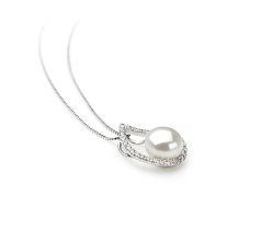 Colgante de perlas Perla de Agua Dulce de calidad AA de 9 a 10mm en color Blanco
