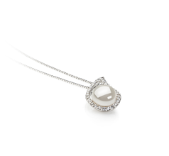 Colgante de perlas Perla de Agua Dulce de calidad AA de 9 a 10mm en color Blanco