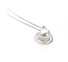 Colgante de perlas Perla de Agua Dulce de calidad AA de 9 a 10mm en color Blanco