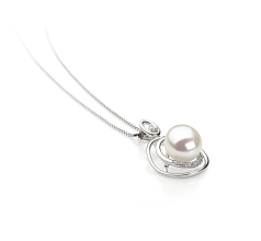 Colgante de perlas Perla de Agua Dulce de calidad AA de 9 a 10mm en color Blanco