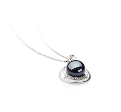 Colgante de perlas Perla de Agua Dulce de calidad AA de 9 a 10mm en color Negro