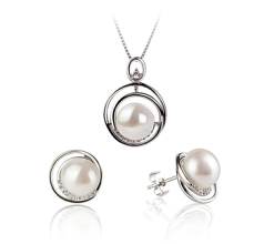 Conjunto de perlas Perla de Agua Dulce de calidad AA de 9 a 10mm en color Blanco