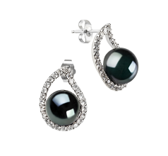 Conjunto de perlas Perla de Agua Dulce de calidad AA de 9 a 10mm en color Negro