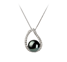 Conjunto de perlas Perla de Agua Dulce de calidad AA de 9 a 10mm en color Negro