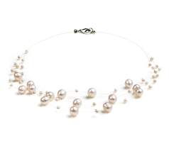 Collar de perlas Perla de Agua Dulce de calidad A de 3 a 9mm en color Blanco