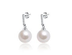 Par de pendientes de perlas Perla Agua Dulce - Edison de calidad AA+ de 12 a 13mm en color Blanco