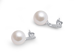 Par de pendientes de perlas Perla Agua Dulce - Edison de calidad AA+ de 12 a 13mm en color Blanco