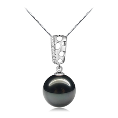 Colgante de perlas Perla Tahití de calidad AAA de 10 a 11mm en color Negro