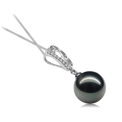 Colgante de perlas Perla Tahití de calidad AAA de 10 a 11mm en color Negro
