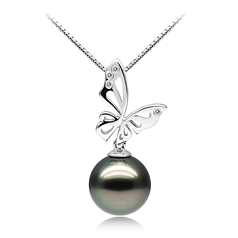 Colgante de perlas Perla Tahití de calidad AAA de 11 a 12mm en color Negro