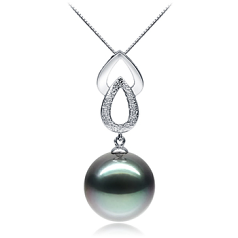 Colgante de perlas Perla Tahití de calidad AAA de 11 a 12mm en color Negro