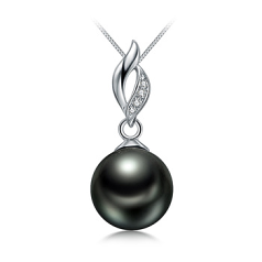Colgante de perlas Perla Tahití de calidad AAA de 9 a 10mm en color Negro