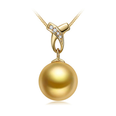 Colgante de perlas Mar del Sur de calidad AAA de 10 a 11mm en color Oro