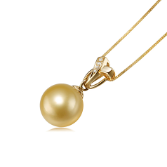 Colgante de perlas Mar del Sur de calidad AAA de 10 a 11mm en color Oro