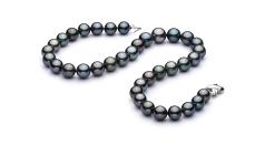 Collar de perlas Perla Tahití de calidad AA+ de 11.1 a 14.6mm en color Multicolor