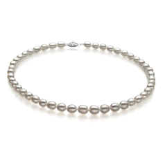 Collar de perlas Perla de Agua Dulce de calidad AA de 8.5 a 9.5mm en color Blanco
