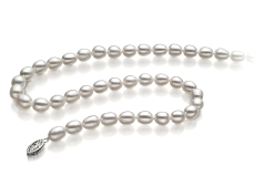 Collar de perlas Perla de Agua Dulce de calidad AA de 8.5 a 9.5mm en color Blanco