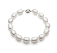 Pulsera de perlas Perla de Agua Dulce de calidad AA de 8.5 a 9.5mm en color Blanco