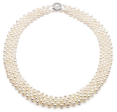 Collar de perlas Perla de Agua Dulce de calidad AA de 3 a 4mm en color Blanco